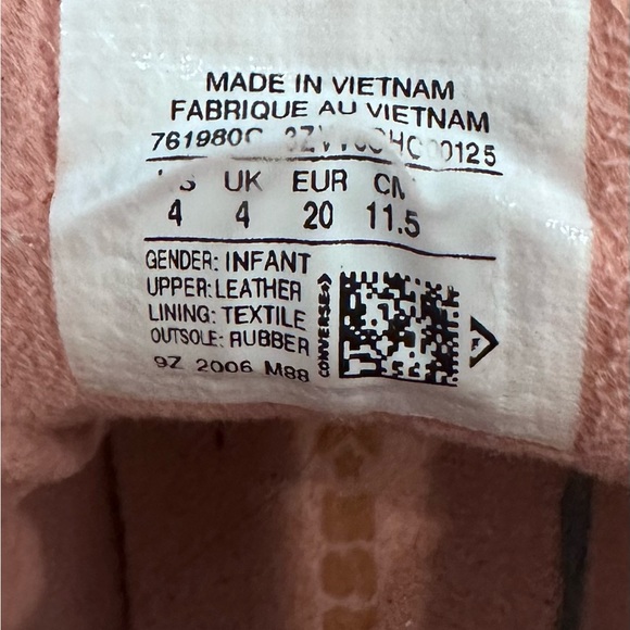 Converse Pink Chuck Taylor Leather All Star High Top Shoes Toddler Sz 4 - Picture 9 of 9